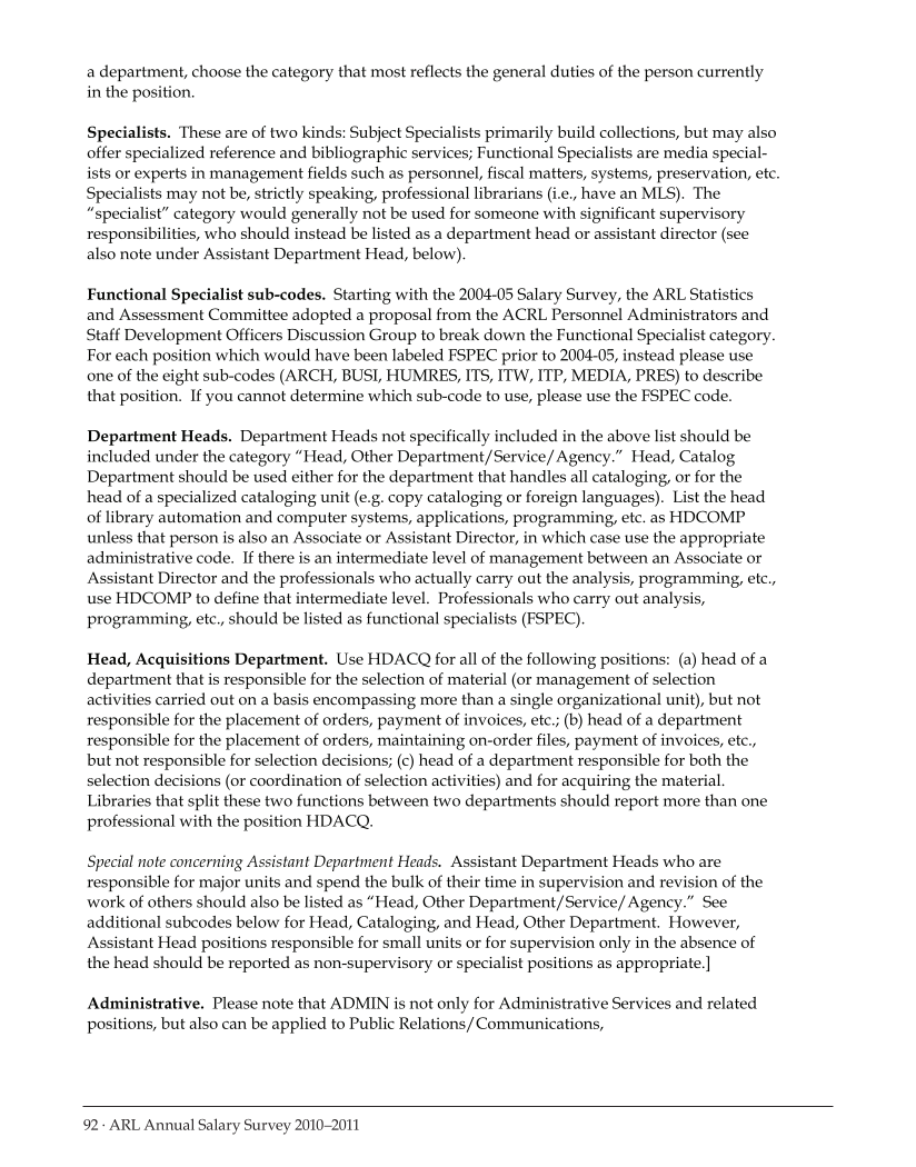 ARL Annual Salary Survey 2010-2011 page 92