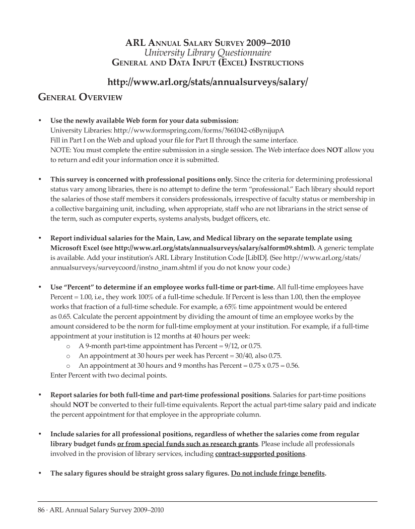 ARL Annual Salary Survey 2009–2010 page 86
