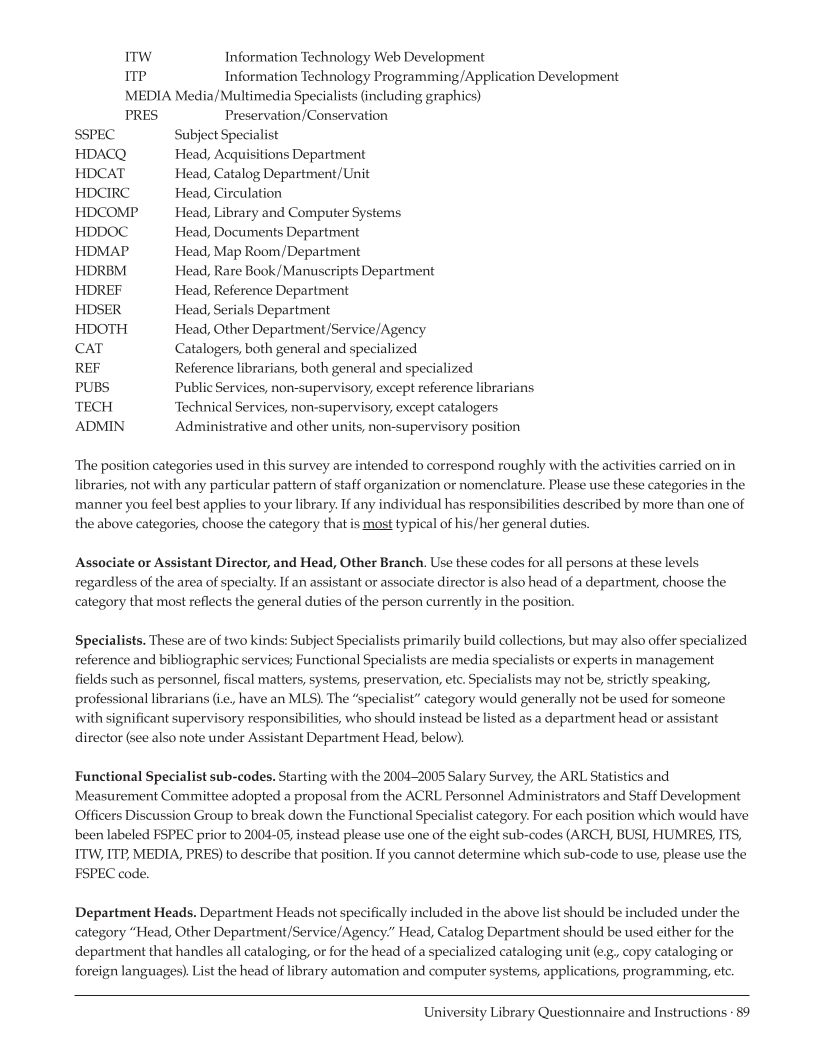 ARL Annual Salary Survey 2009–2010 page 89