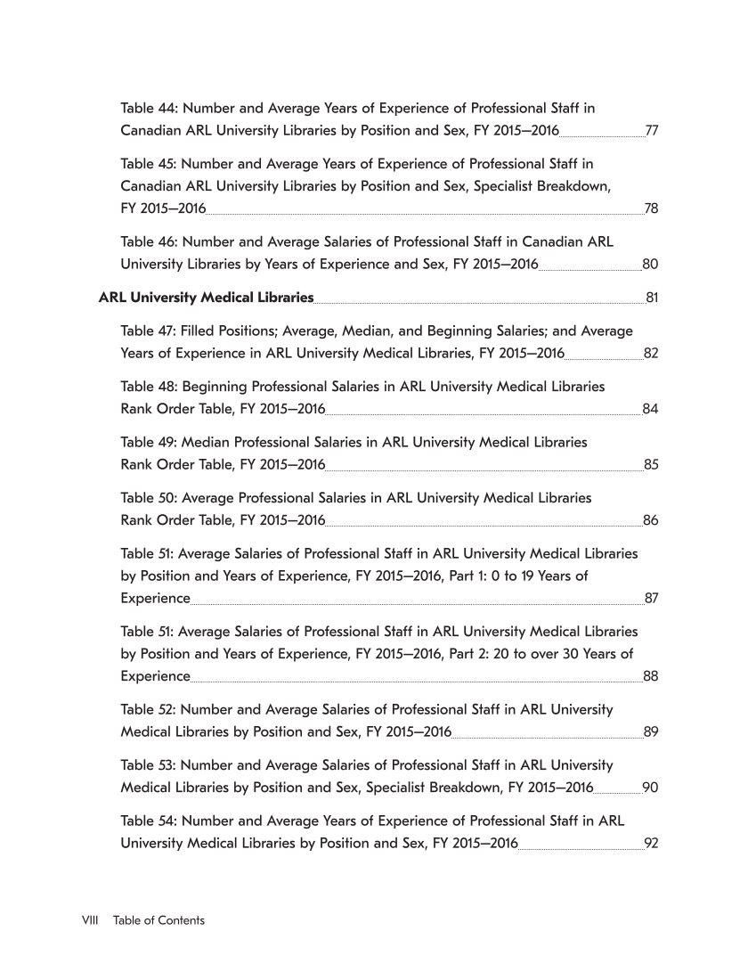 ARL Annual Salary Survey 2015–2016 page X