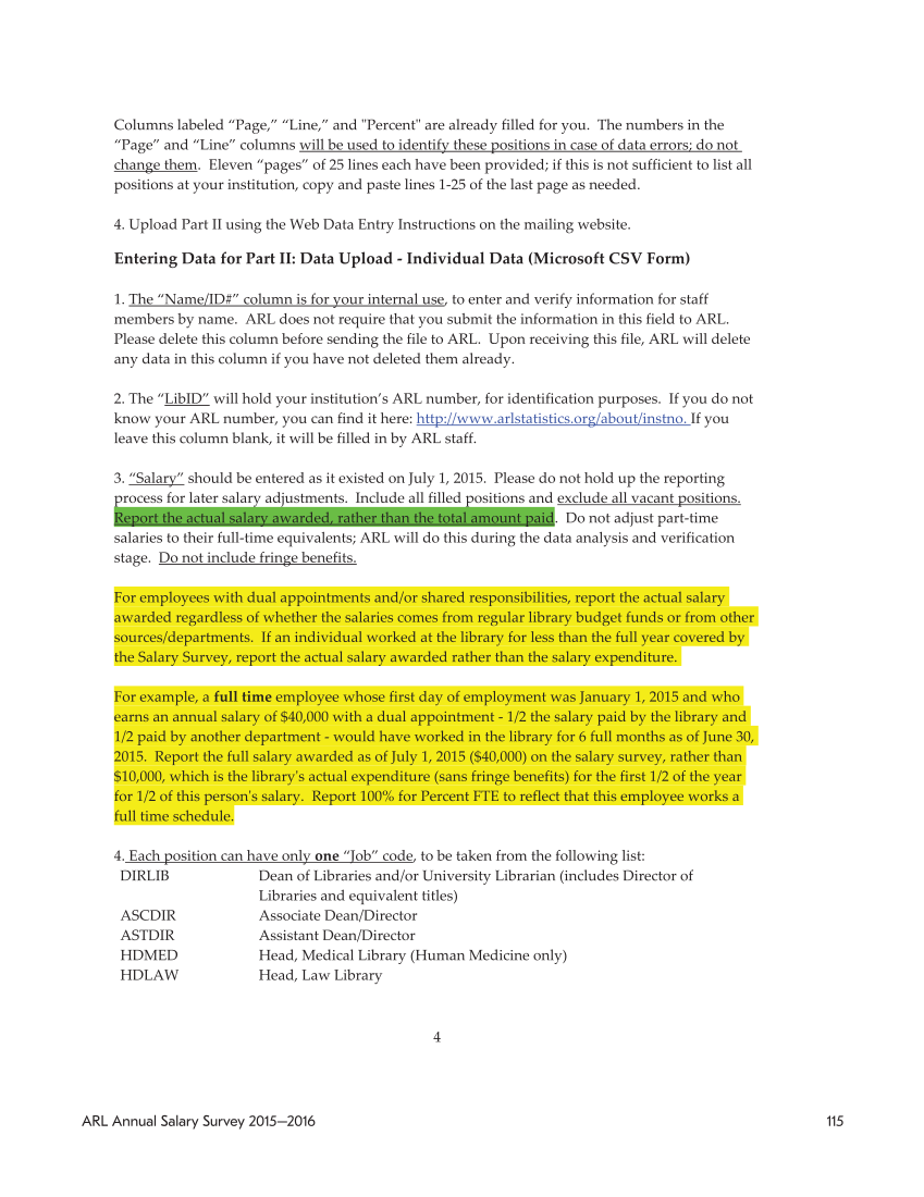 ARL Annual Salary Survey 2015–2016 page 115