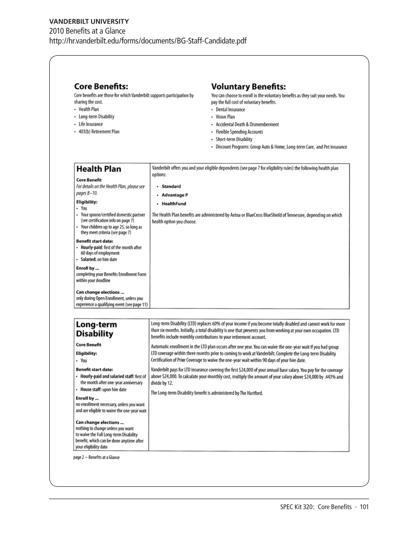 SPEC Kit 320: Core Benefits (November 2010) page 101