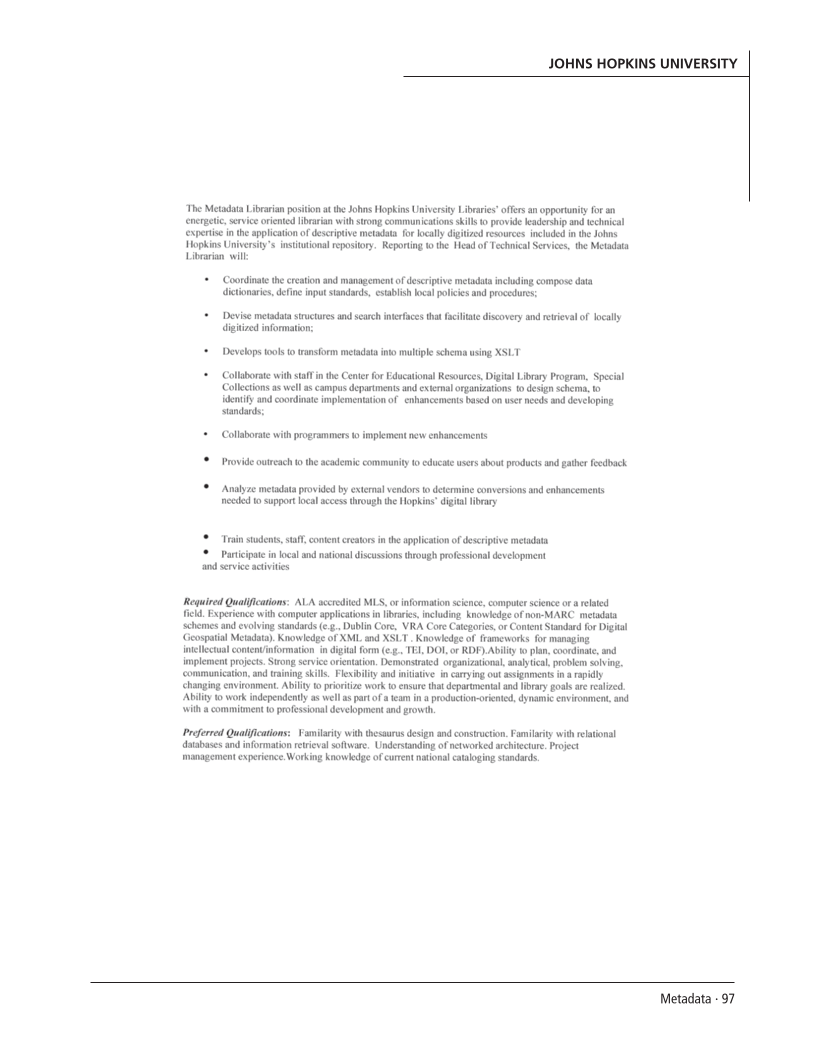 SPEC Kit 298: Metadata (July 2007) page 97