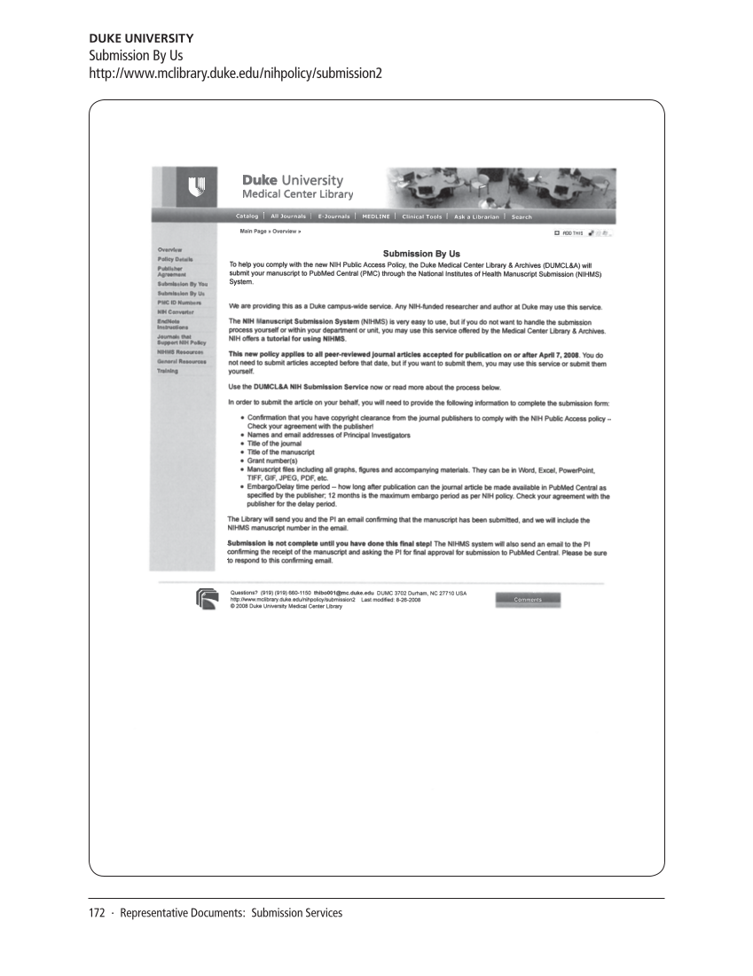 SPEC Kit 311: Public Access Policies (August 2009) page 172
