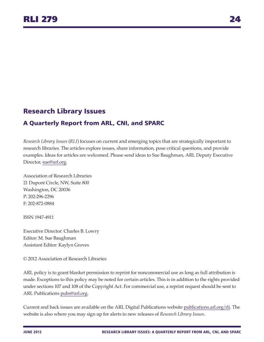 Research Library Issues, no. 279 (June 2012) page 24