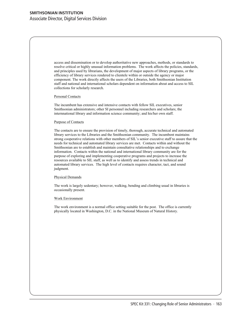 SPEC Kit 331: Changing Role of Senior Administrators (October 2012) page 163