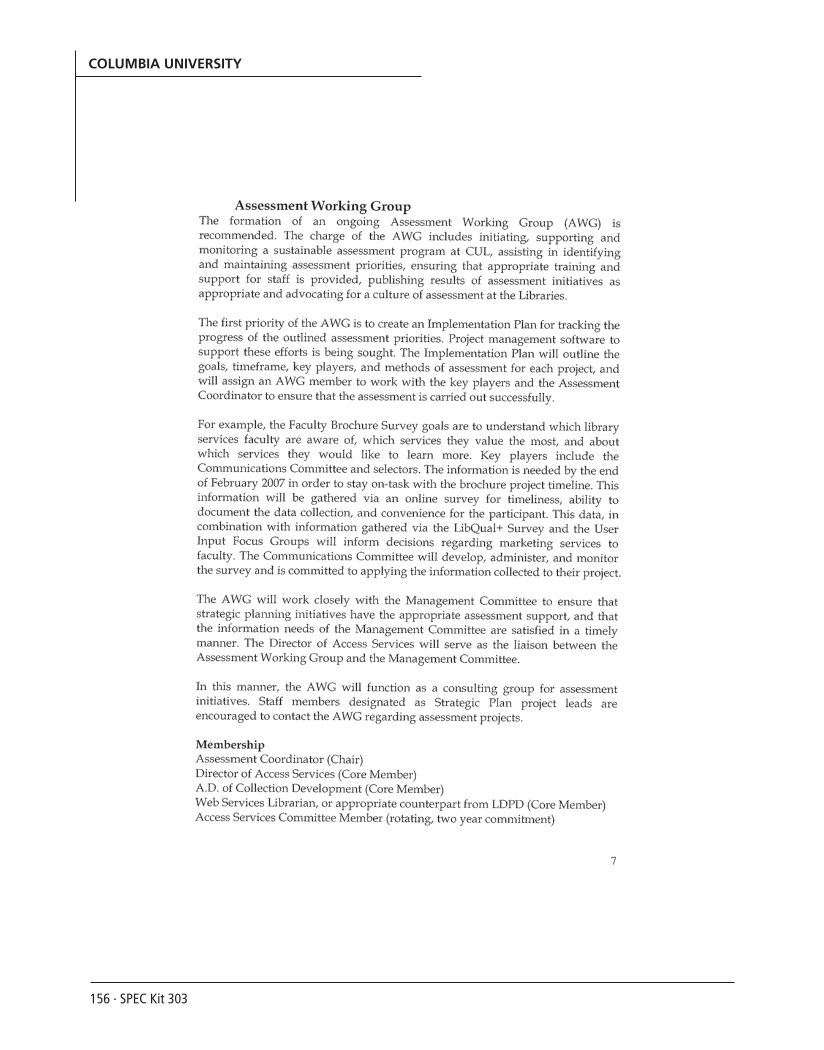 SPEC Kit 303: Library Assessment (December 2007) page 156