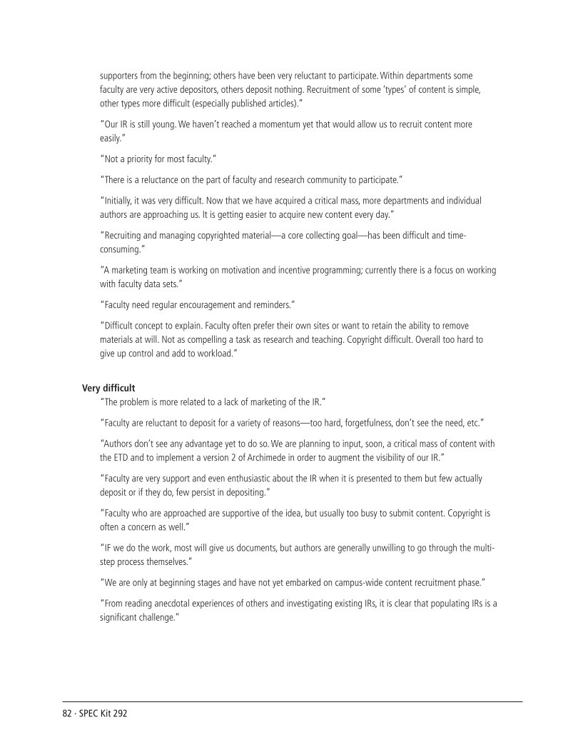 SPEC Kit 292: Institutional Repositories (July 2006) page 82