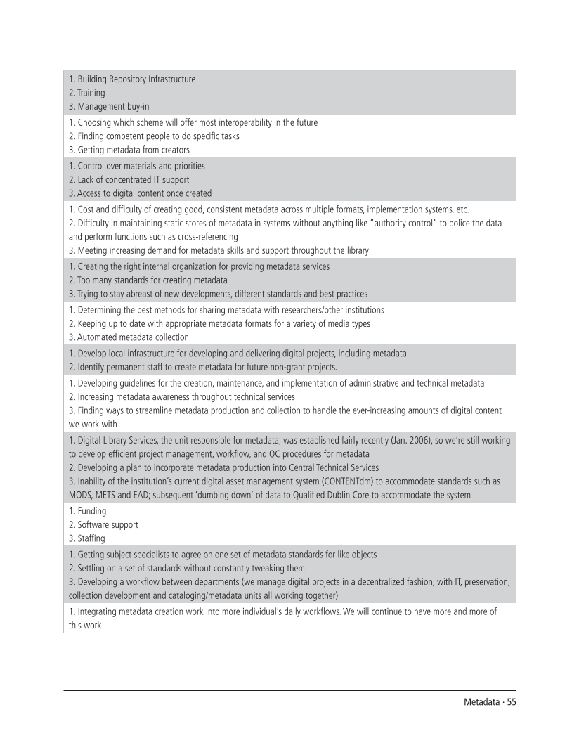 SPEC Kit 298: Metadata (July 2007) page 55