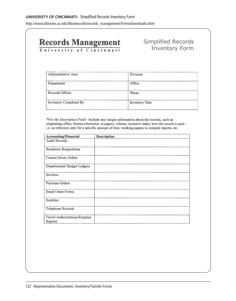 SPEC Kit 305: Records Management (August 2008) page 122