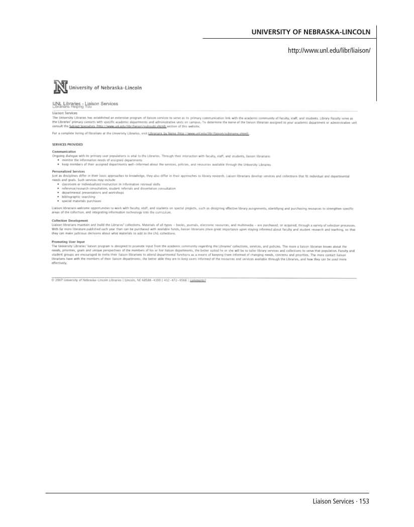 SPEC Kit 301: Liaison Services (October 2007) page 153