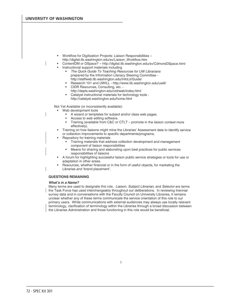 SPEC Kit 301: Liaison Services (October 2007) page 72
