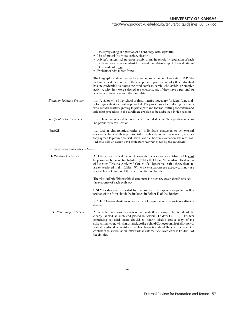 SPEC Kit 293: External Review for Promotion and Tenure (August 2006) page 57