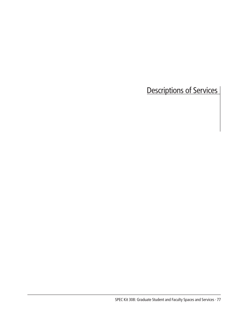 SPEC Kit 308: Graduate Student and Faculty Spaces and Services (November 2008) page 77