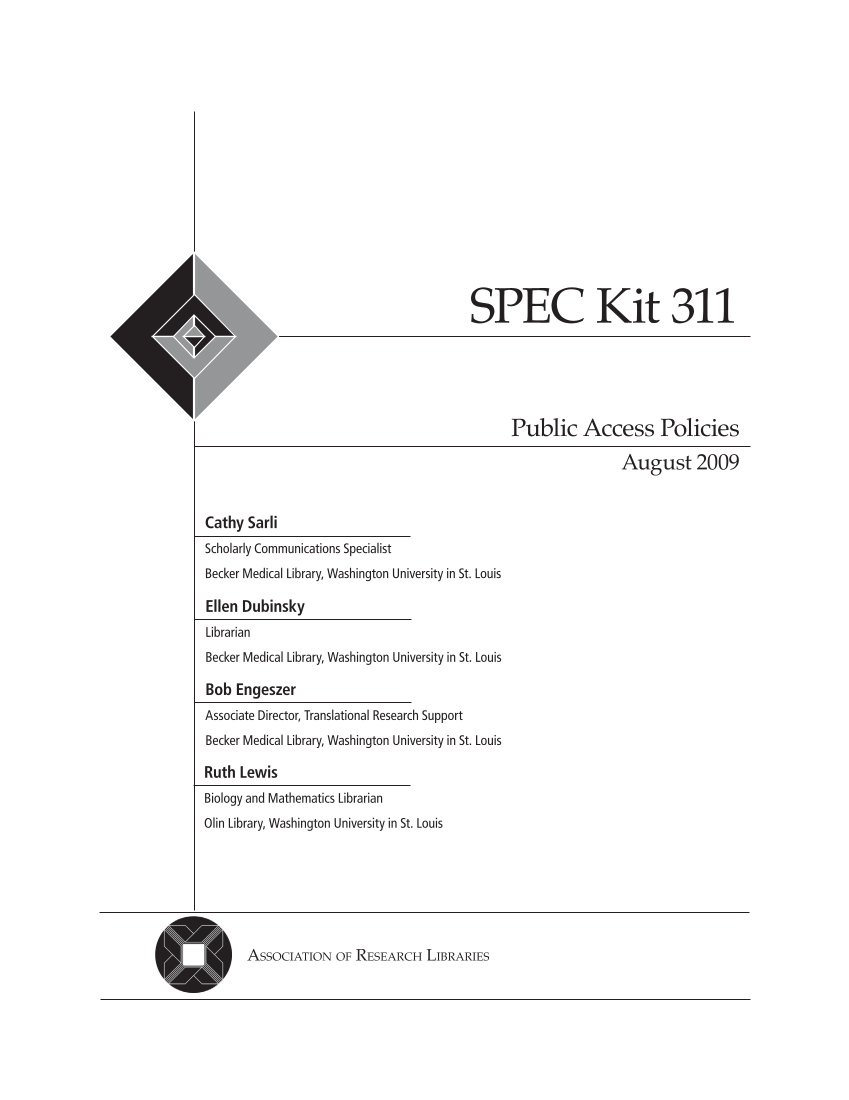 SPEC Kit 311: Public Access Policies (August 2009) page 3