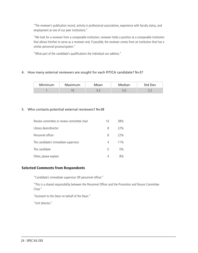 SPEC Kit 293: External Review for Promotion and Tenure (August 2006) page 24