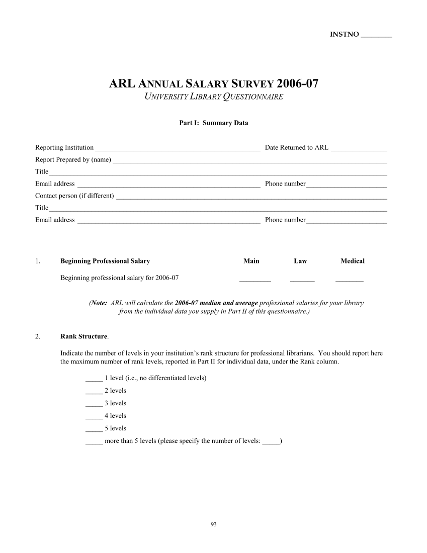 ARL Annual Salary Survey 2006–2007 page 93