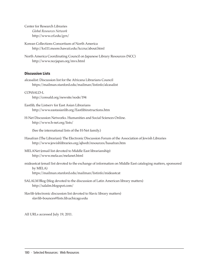 SPEC Kit 324: Collecting Global Resources (September 2011) page 180