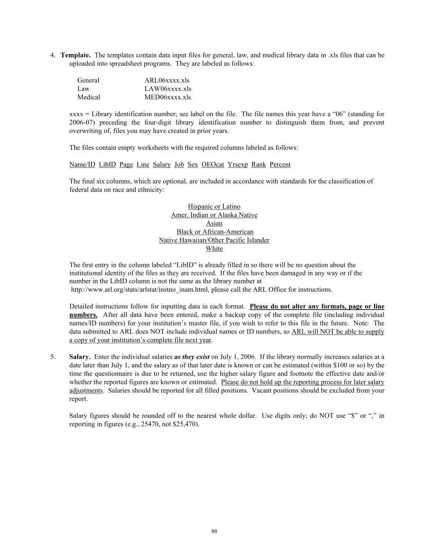 ARL Annual Salary Survey 2006–2007 page 88