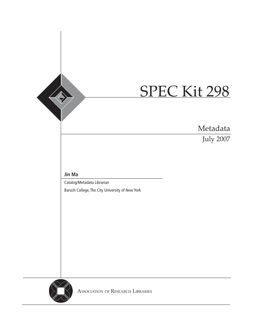 SPEC Kit 298: Metadata (July 2007) page 3