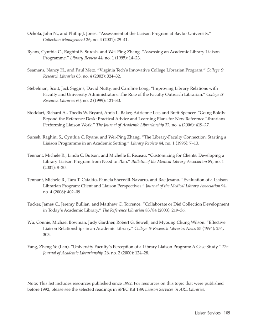 SPEC Kit 301: Liaison Services (October 2007) page 169