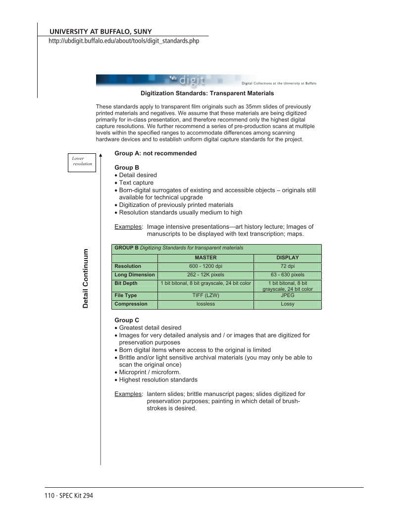 SPEC Kit 294: Managing Digitization Activities (September 2006) page 110
