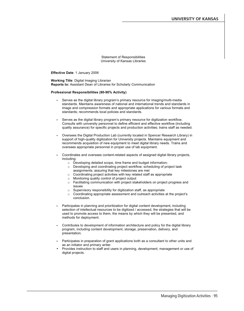 SPEC Kit 294: Managing Digitization Activities (September 2006) page 95