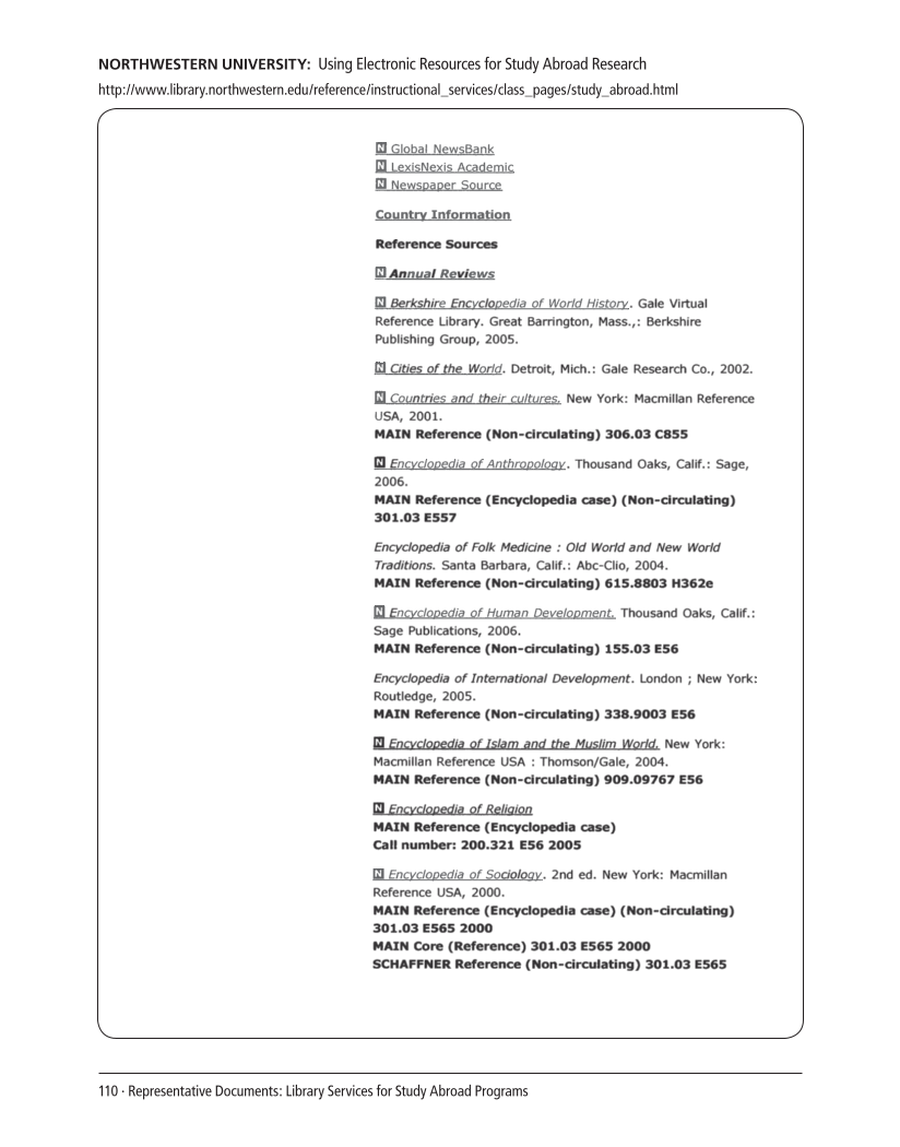 SPEC Kit 309: Library Support for Study Abroad (December 2008) page 110