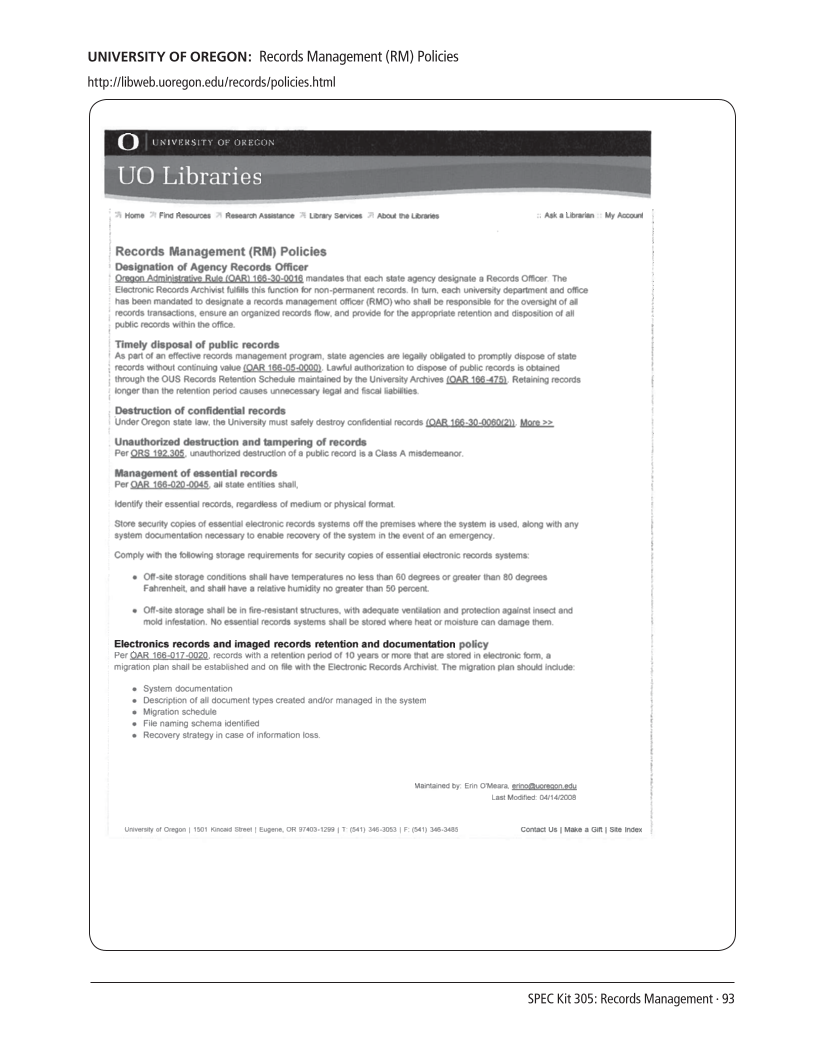 SPEC Kit 305: Records Management (August 2008) page 93