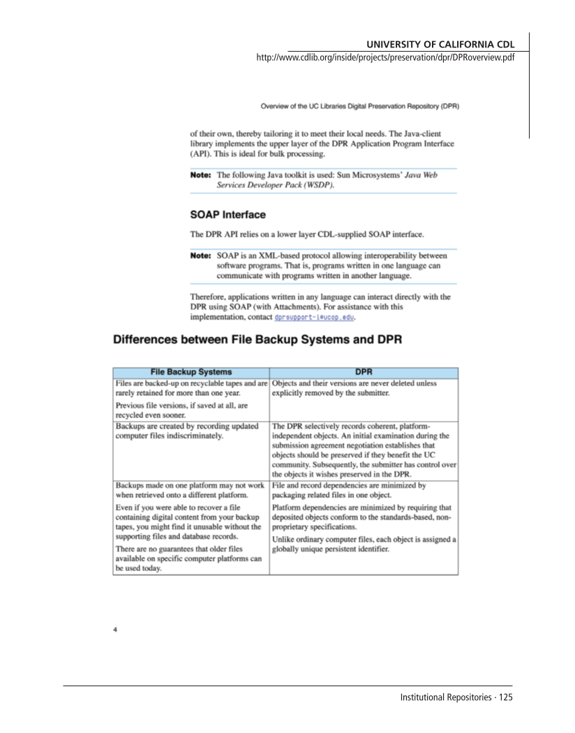 SPEC Kit 292: Institutional Repositories (July 2006) page 125