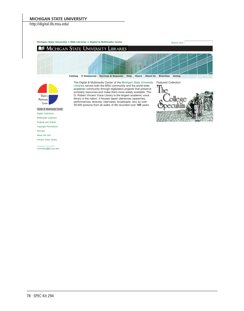 SPEC Kit 294: Managing Digitization Activities (September 2006) page 78