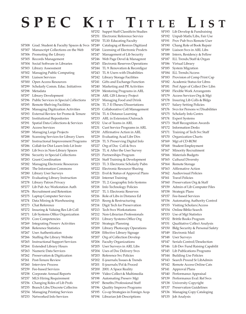 SPEC Kit 308: Graduate Student and Faculty Spaces and Services (November 2008) page 171