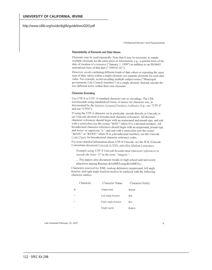 SPEC Kit 298: Metadata (July 2007) page 122