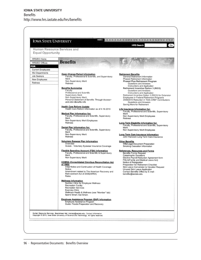 SPEC Kit 320: Core Benefits (November 2010) page 96