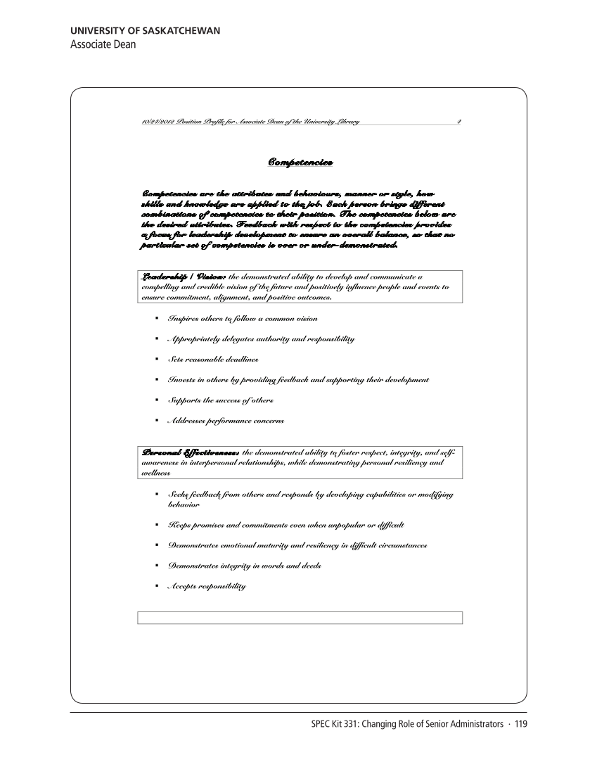 SPEC Kit 331: Changing Role of Senior Administrators (October 2012) page 119