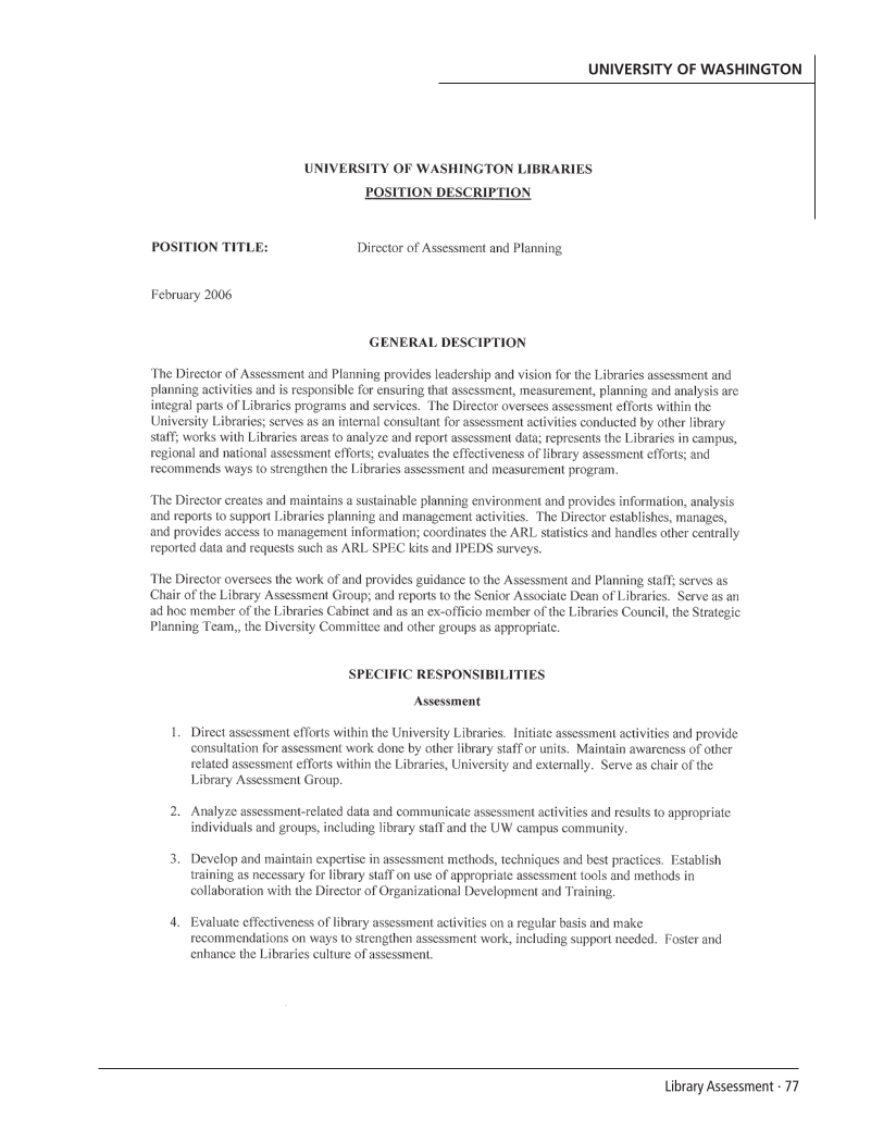 SPEC Kit 303: Library Assessment (December 2007) page 77