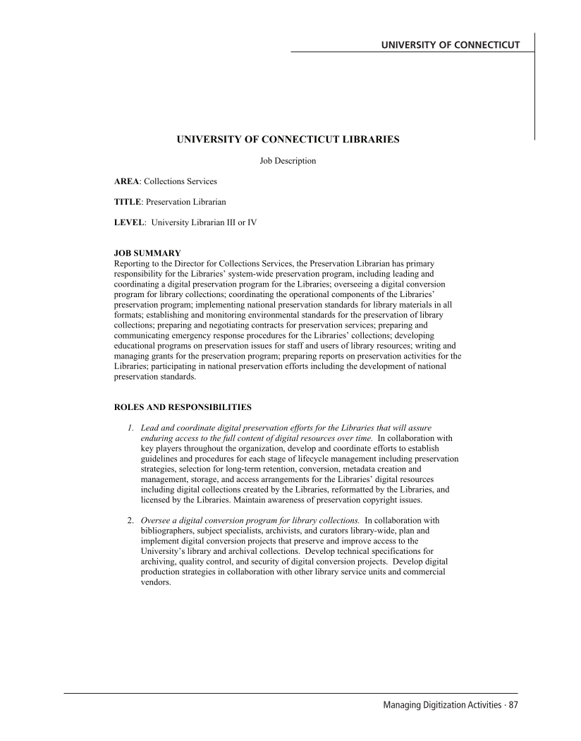 SPEC Kit 294: Managing Digitization Activities (September 2006) page 87