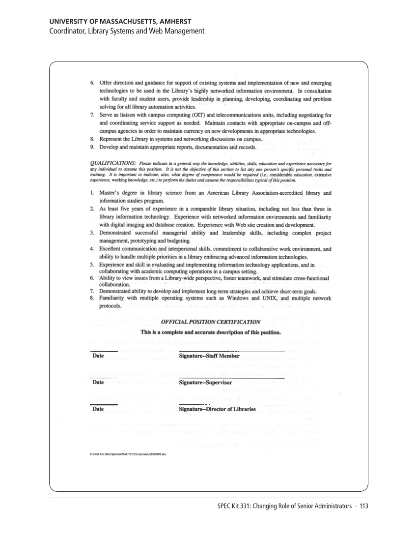 SPEC Kit 331: Changing Role of Senior Administrators (October 2012) page 113