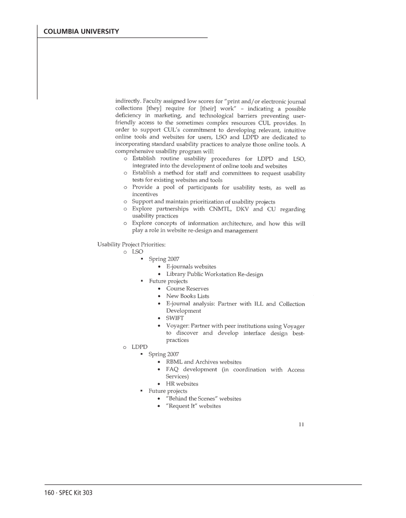 SPEC Kit 303: Library Assessment (December 2007) page 160