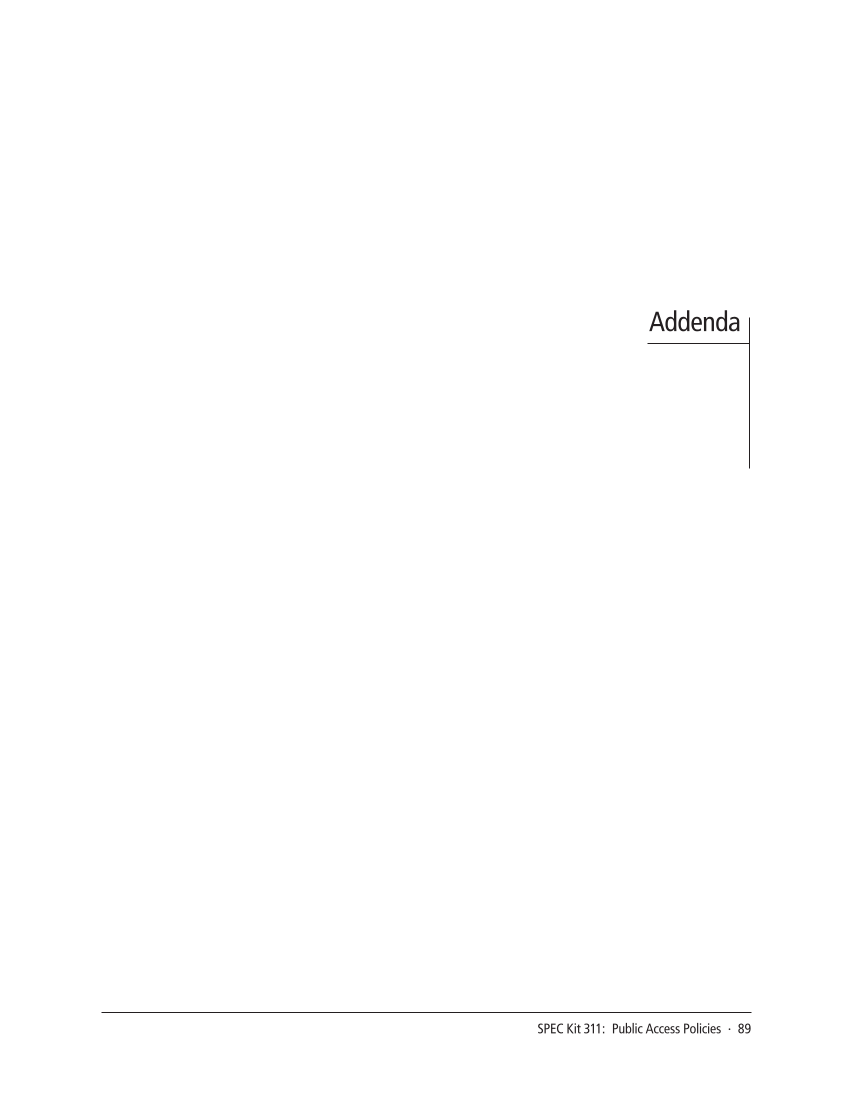 SPEC Kit 311: Public Access Policies (August 2009) page 89
