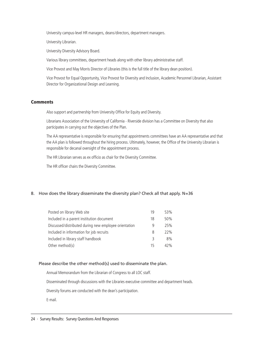 SPEC Kit 319: Diversity Plans and Programs (October 2010) page 24