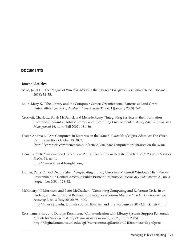 SPEC Kit 302: Managing Public Computing (November 2007) page 173