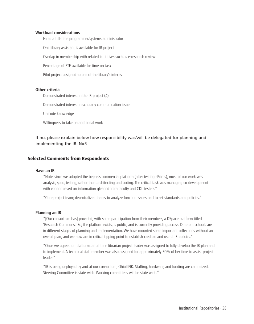 SPEC Kit 292: Institutional Repositories (July 2006) page 33