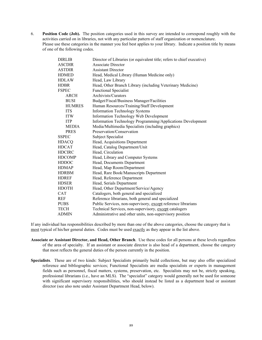 ARL Annual Salary Survey 2006–2007 page 89