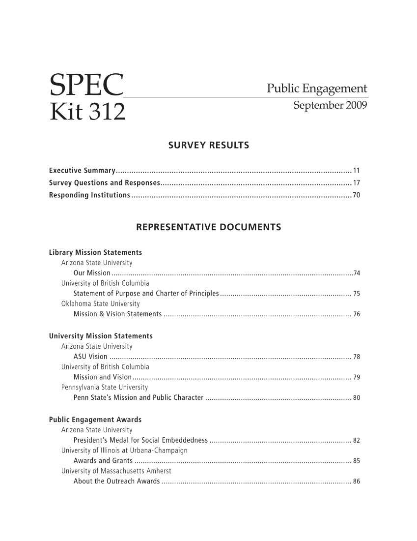 SPEC Kit 312: Public Engagement (September 2009) page 5