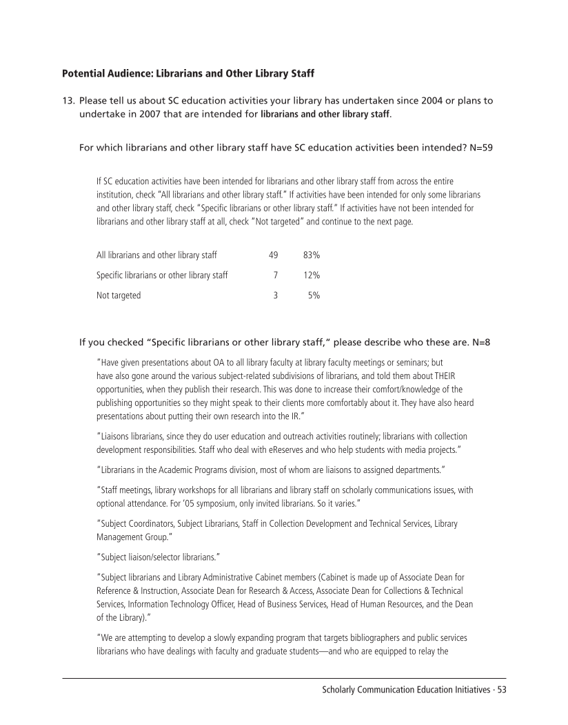 SPEC Kit 299: Scholarly Communication Education Initiatives (August 2007) page 53