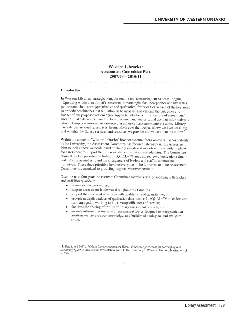 SPEC Kit 303: Library Assessment (December 2007) page 179