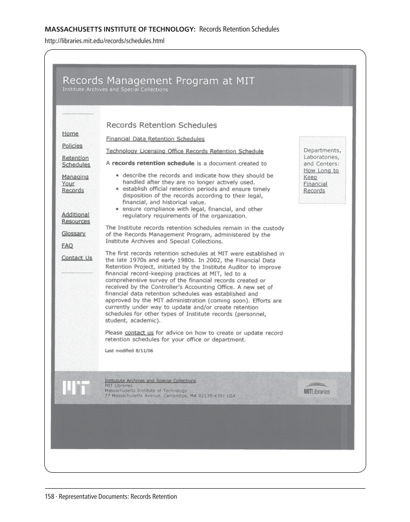 SPEC Kit 305: Records Management (August 2008) page 158