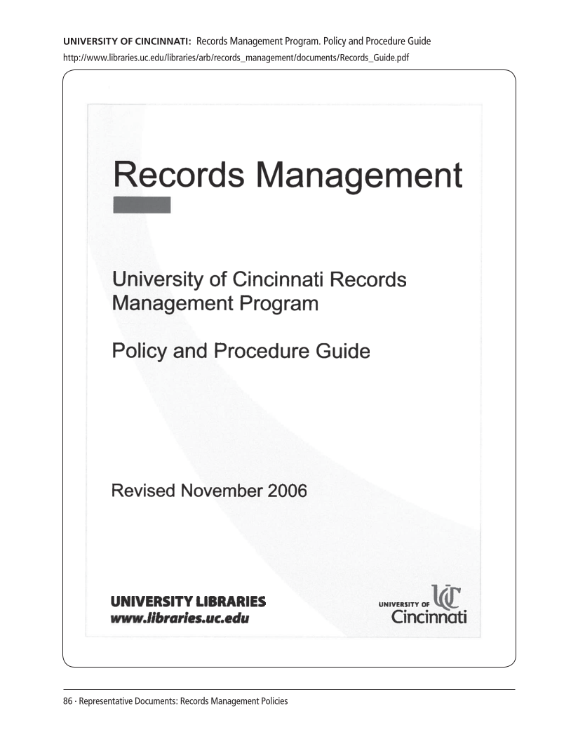 SPEC Kit 305: Records Management (August 2008) page 86