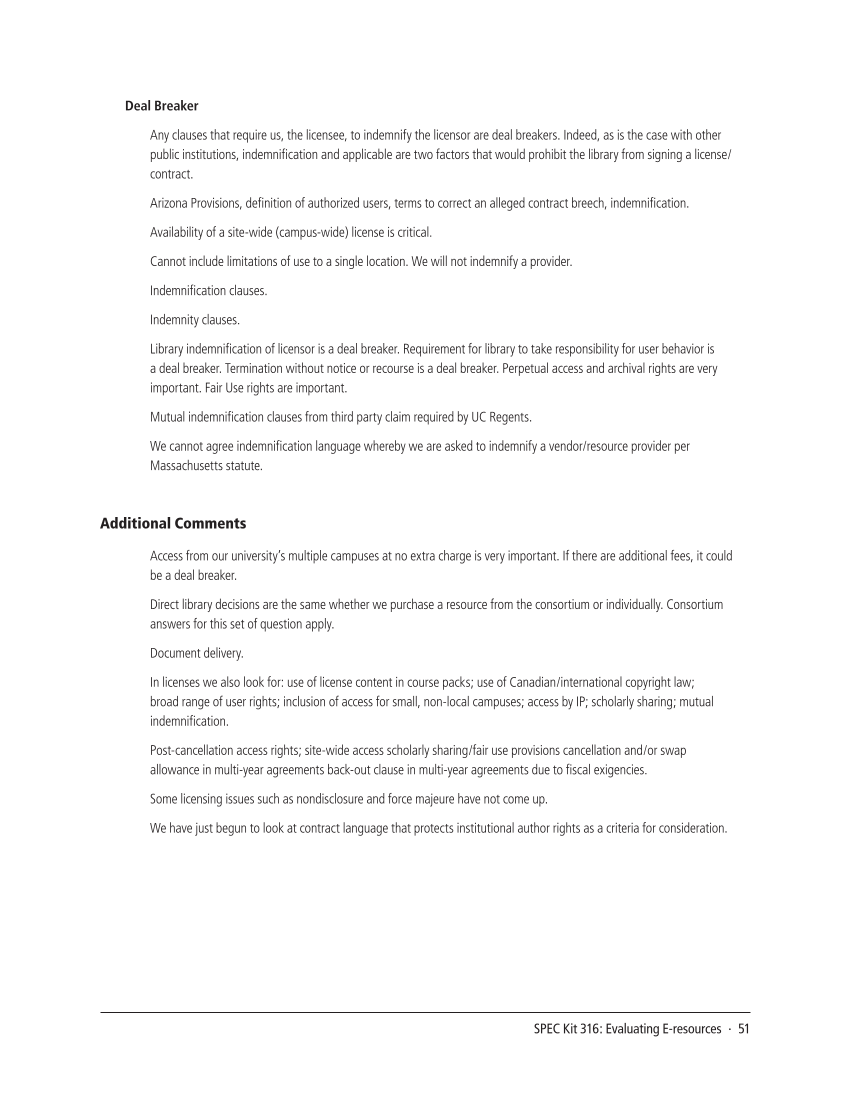 SPEC Kit 316: Evaluating E-resources (July 2010) page 51